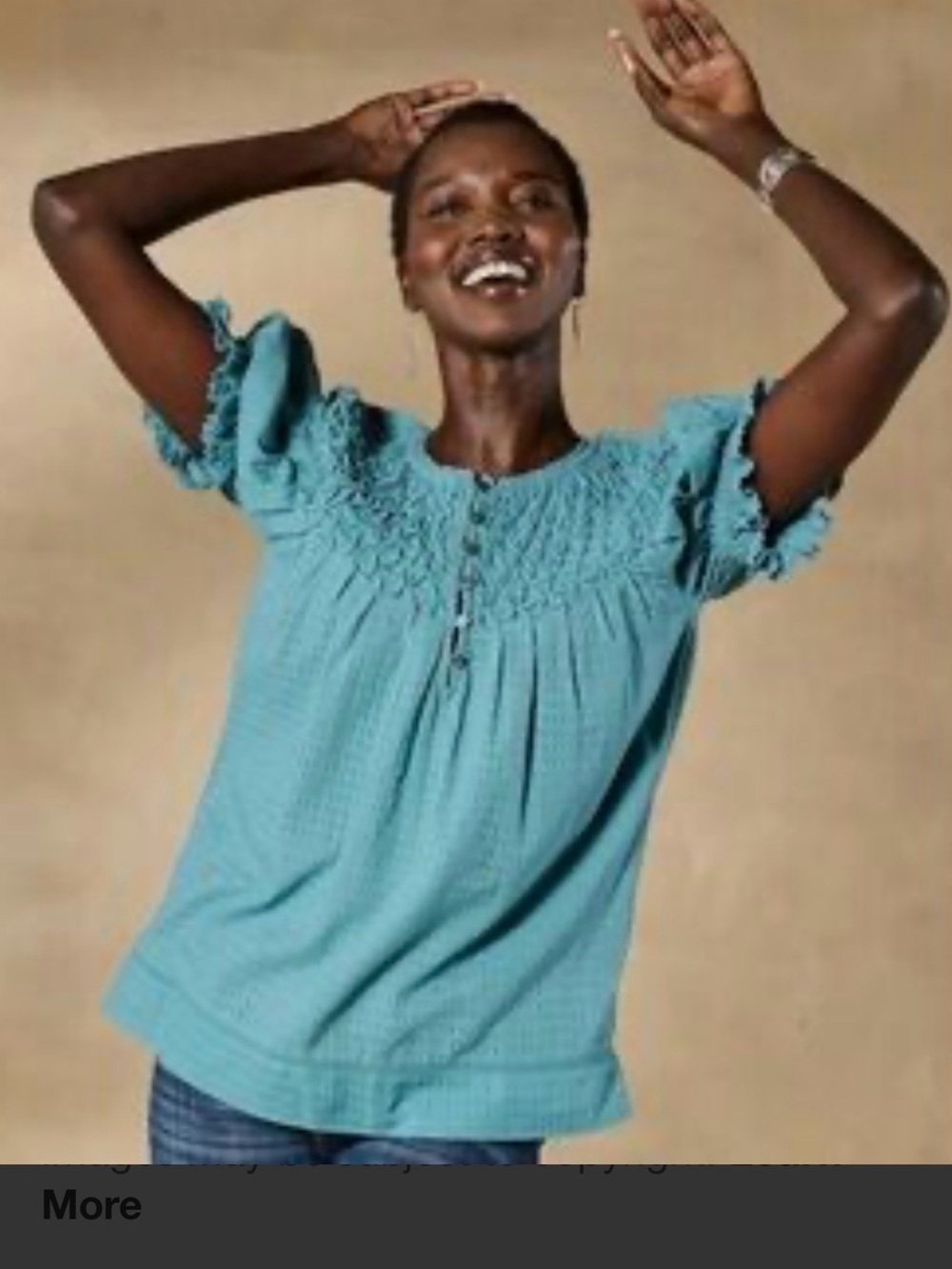 NWT Sundance Lodi Smocked Top Aqua Teal Ruffle Blouse Size XL